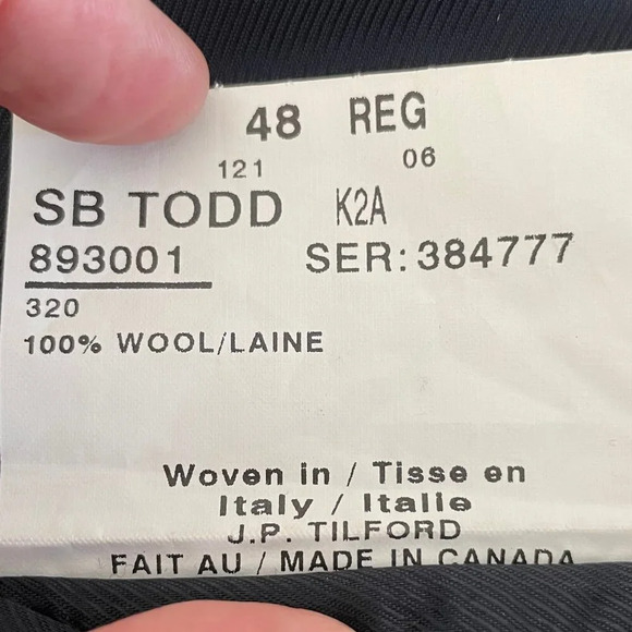 Samuelsohn J.P. Tilford Harry Rosen Todd Lined Wool Blazer Navy w Brass 48 R - Picture 14 of 15